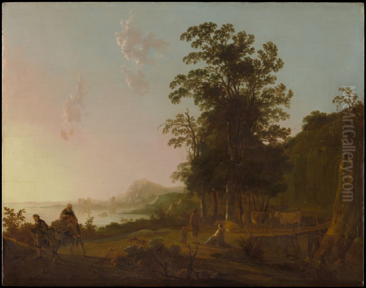 Landscape with the Flight into Egypt Oil Painting by Aelbert Cuyp