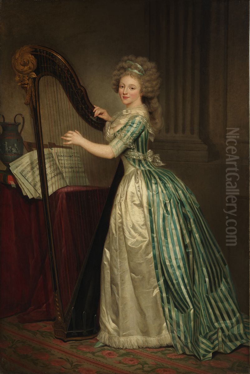 Self-Portrait with a Harp Oil Painting by Rose-Adelaide Ducreux