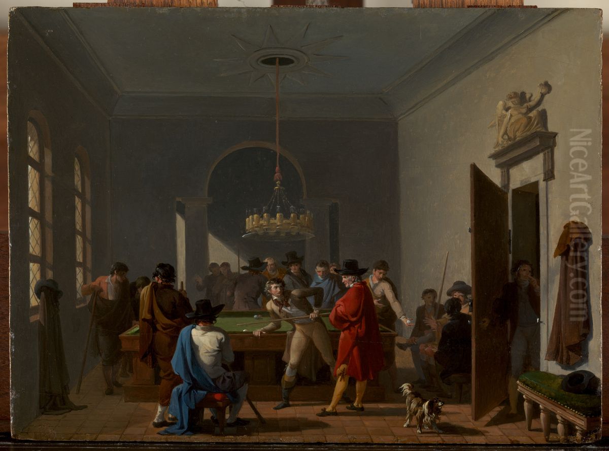 The Billiard Room Oil Painting by Nicolas-Antoine Taunay