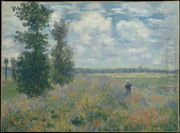 Poppy Fields near Argenteuil Oil Painting by Claude Monet