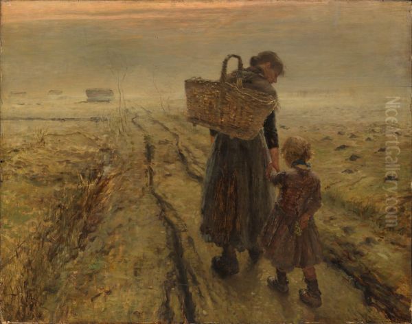Going Home Oil Painting by Fritz von Uhde