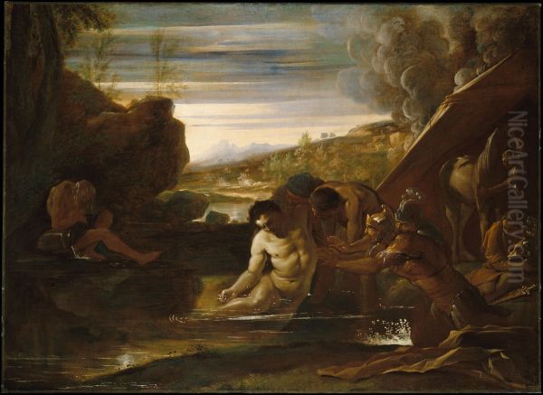 Alexander the Great Rescued from the River Cydnus Oil Painting by Pietro Testa