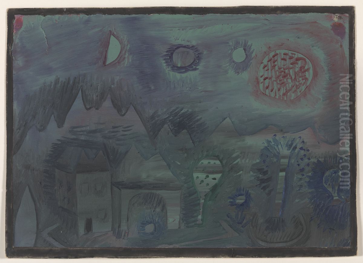 Landschaft mit Himmelszeichen. Oil Painting by Paul Klee
