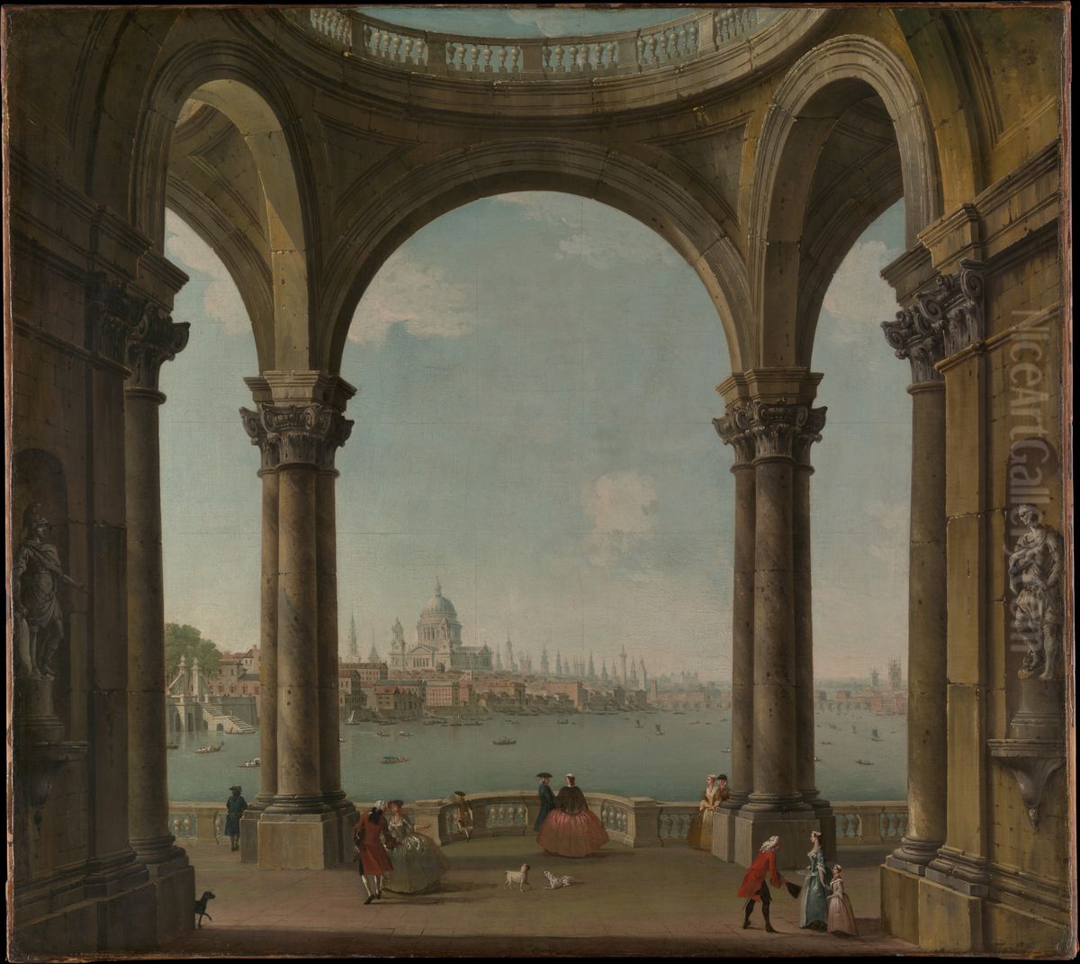 Capriccio with St. Paul's and Old London Bridge Oil Painting by Antonio Joli