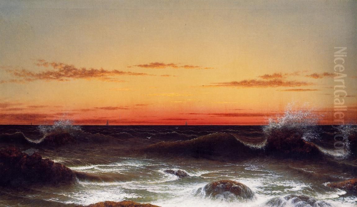 Seascape - Sunset Oil Painting by Martin Johnson Heade