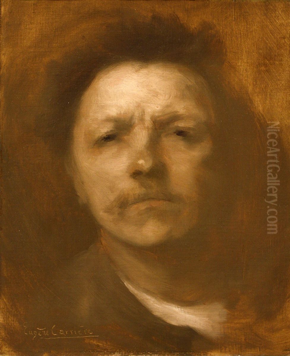 Self-portrait Oil Painting by Eugene Carriere Self-portrait Oil Painting by Eugene Carriere