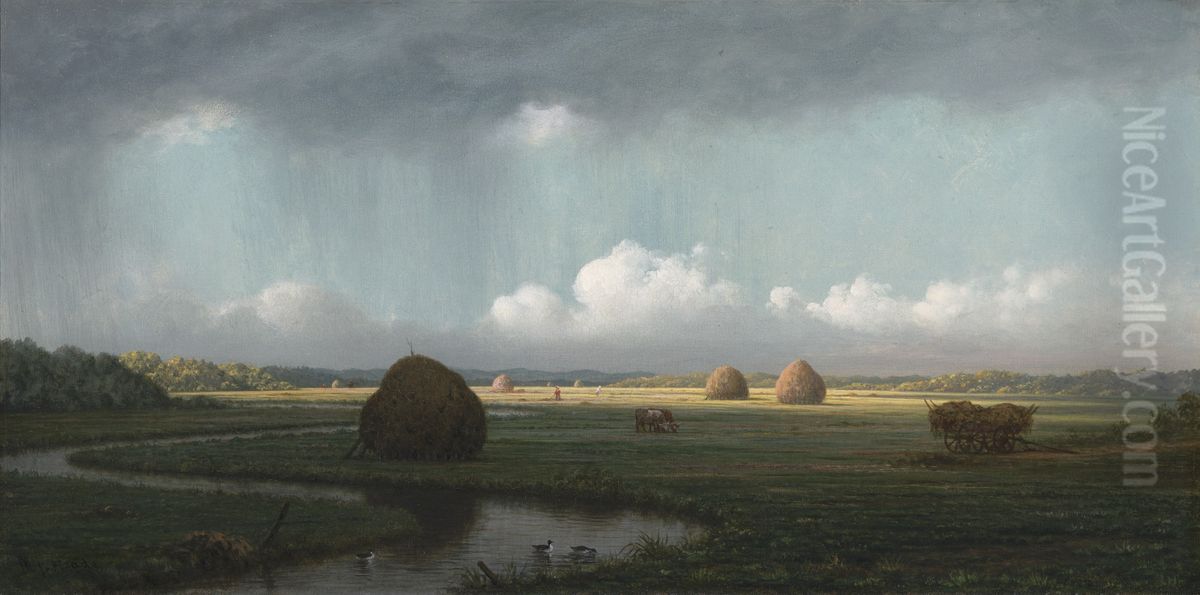 Sudden Showers, Newbury Marshes Oil Painting by Martin Johnson Heade
