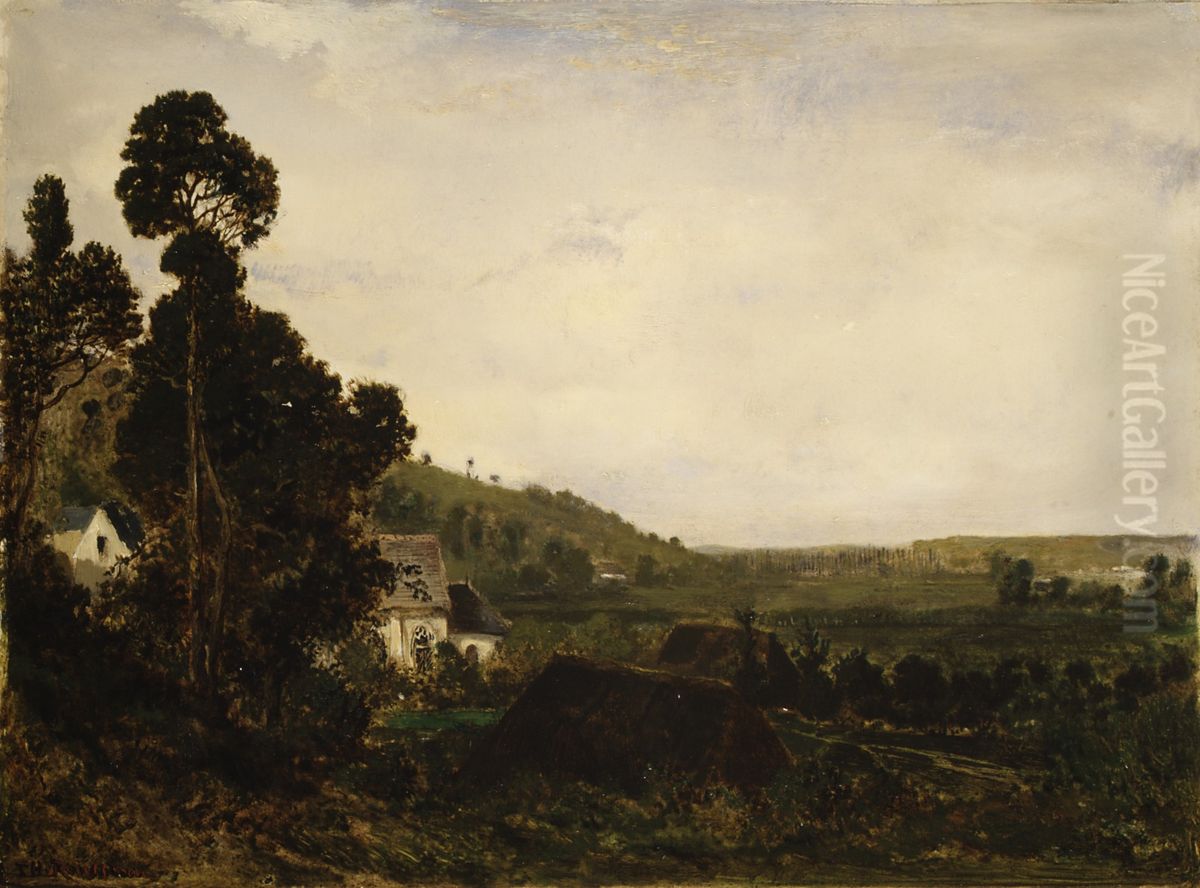 An Old Chapel in a Valley Oil Painting by Theodore Rousseau