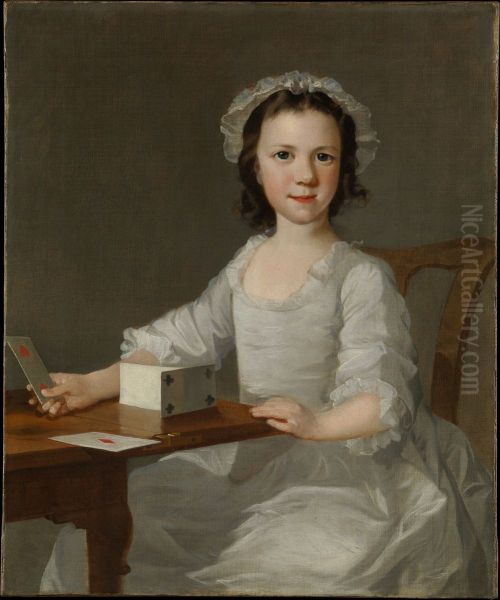 Girl Building a House of Cards Oil Painting by Thomas Frye