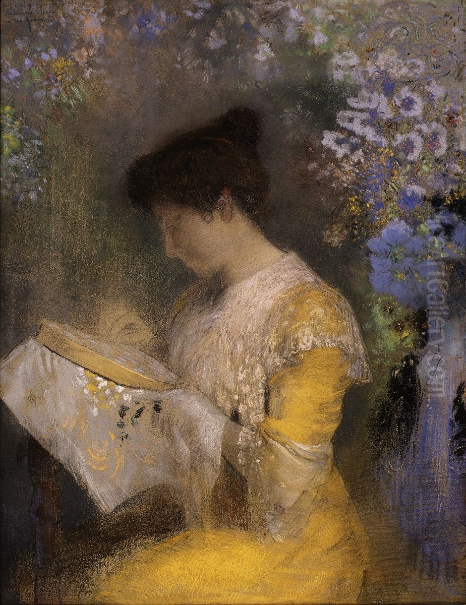 Madame Arthur Fontaine (Marie Escudier, born 1865) Oil Painting by Odilon Redon