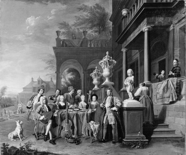 A Musical Gathering at the Court of the Elector Karl Albrecht of Bavaria Oil Painting by Peter Jacob Horemans