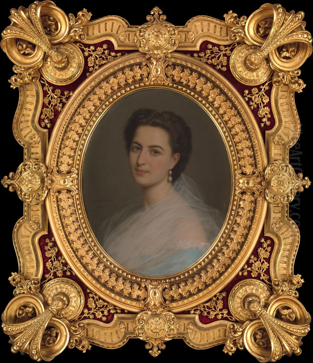 Portrait of a Woman (Marianna Panciatichi, marchesa Paolucci delle Roncole, 1835-1919, or her sister-in-law, Beatrice Ferrari-Corbelli di Reggio, contessa di Lucciano) Oil Painting by Michele Gordigiani