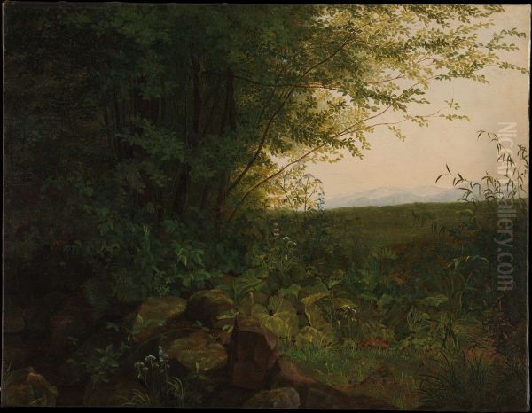 At the edge of the forest Oil Painting by August Heinrich