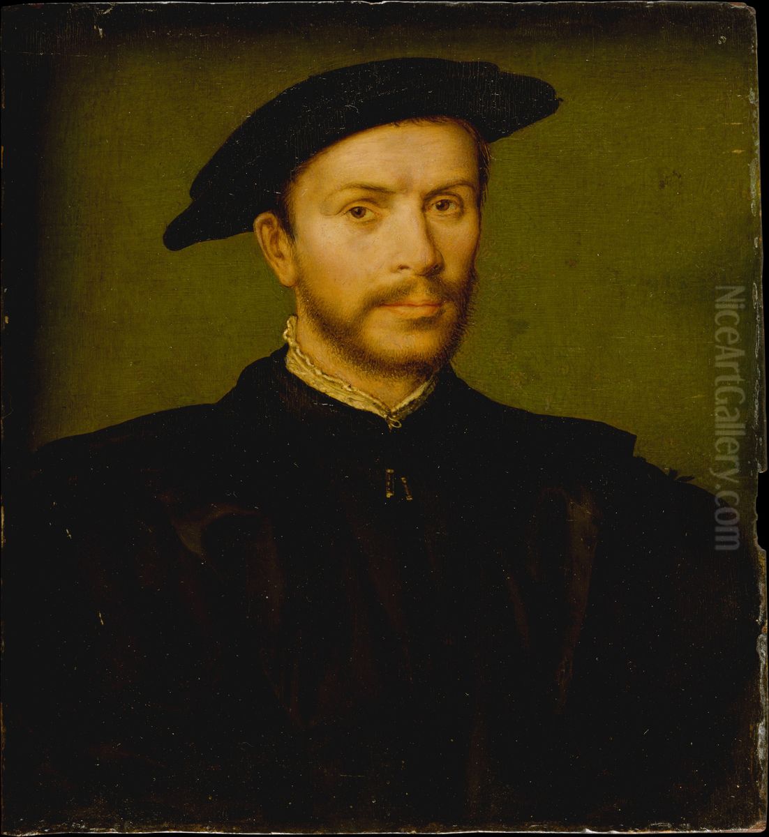 Portrait of a Bearded Man in Black Oil Painting by Corneille De Lyon