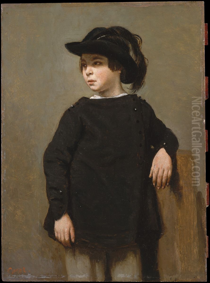 Portrait of a Child Oil Painting by Jean-Baptiste Camille Corot
