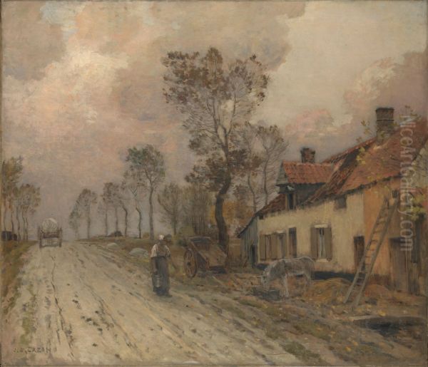 The Route Nationale at Samer Oil Painting by Jean-Charles Cazin