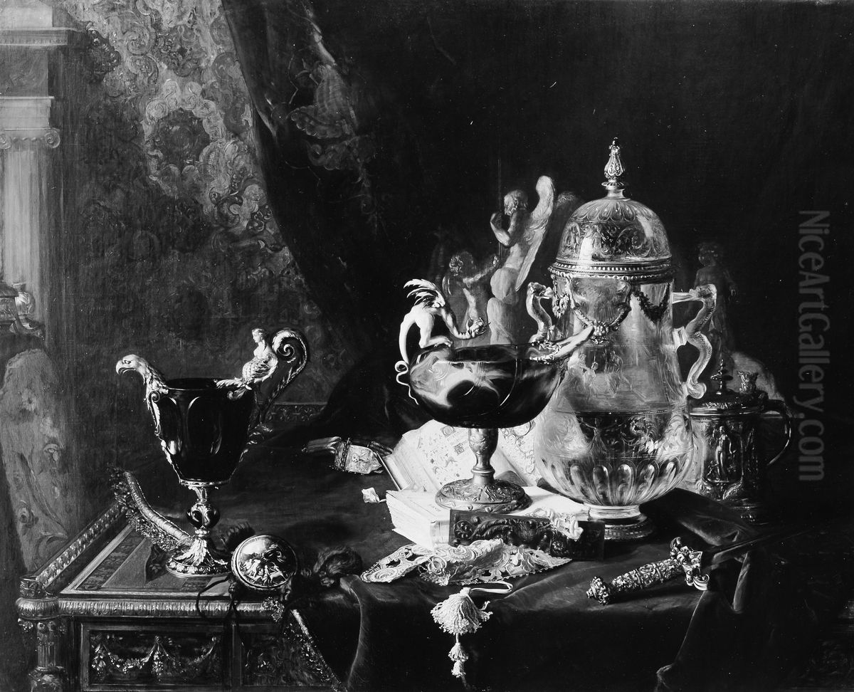 Objetos artisticos do Louvre Oil Painting by Blaise Alexandre Desgoffe