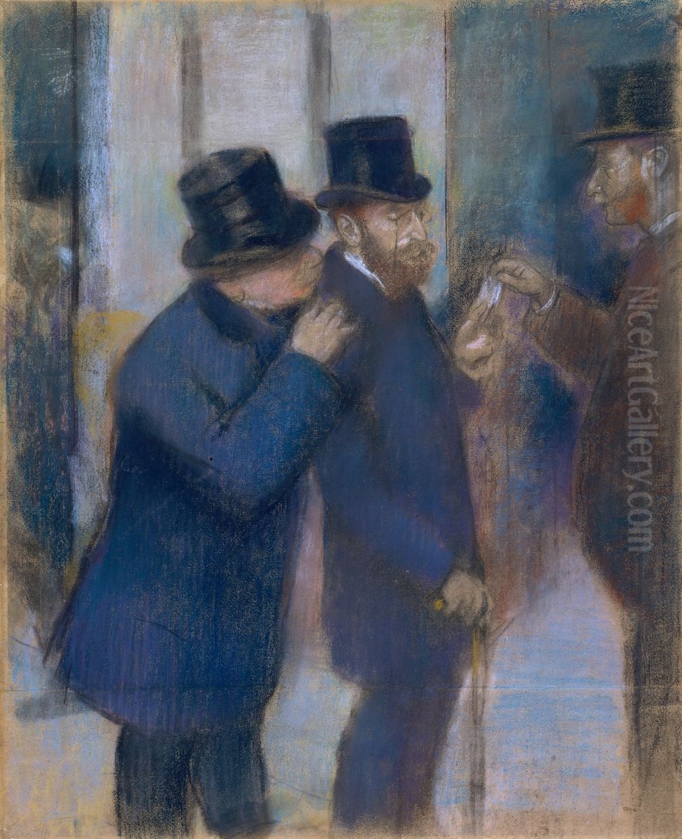 Portraits a la Bourse Oil Painting by Edgar Degas Portraits a la Bourse Oil Painting by Edgar Degas