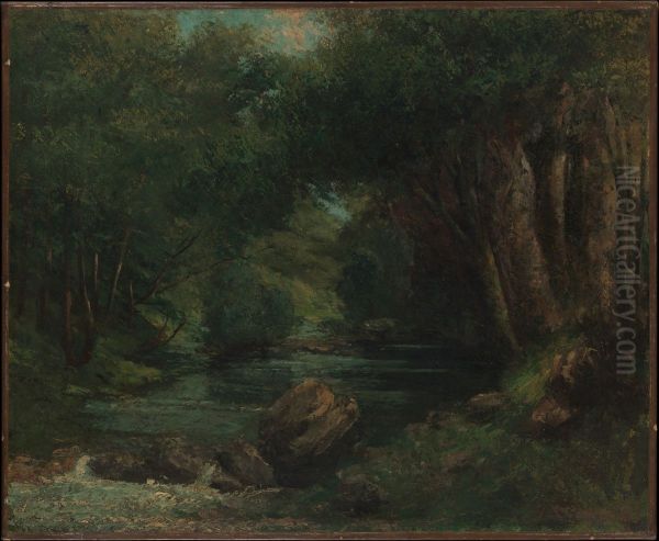 A Brook in the Forest Oil Painting by Gustave Courbet