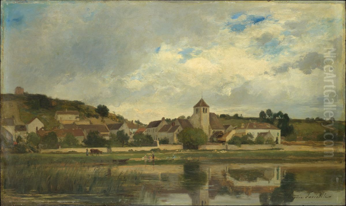 The Village of La Celle-sous-Moret Oil Painting by Eugene Lavieille