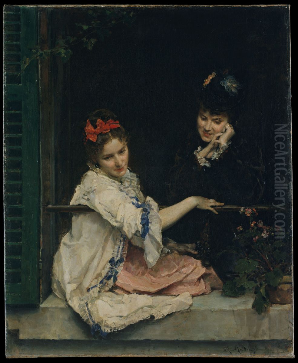 Girls at a Window Oil Painting by Raimundo de Madrazo y Garreta
