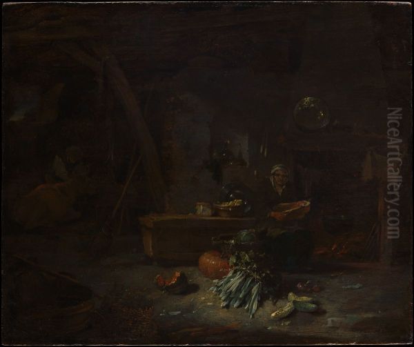 Interior of a Kitchen Oil Painting by Willem Kalf