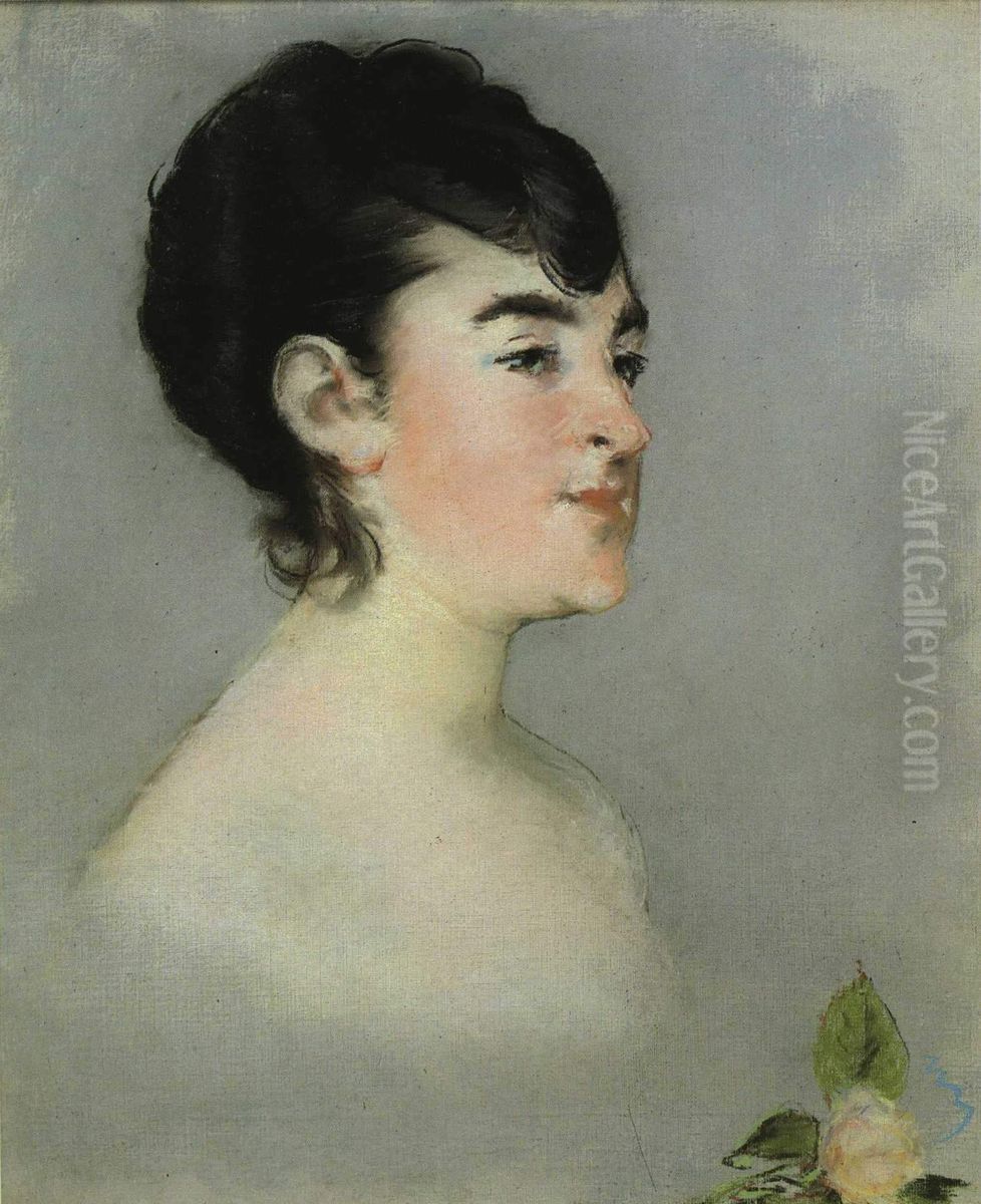 Jeune Fille a la Rose (Isabelle Lemmonier Oil Painting by Edouard Manet