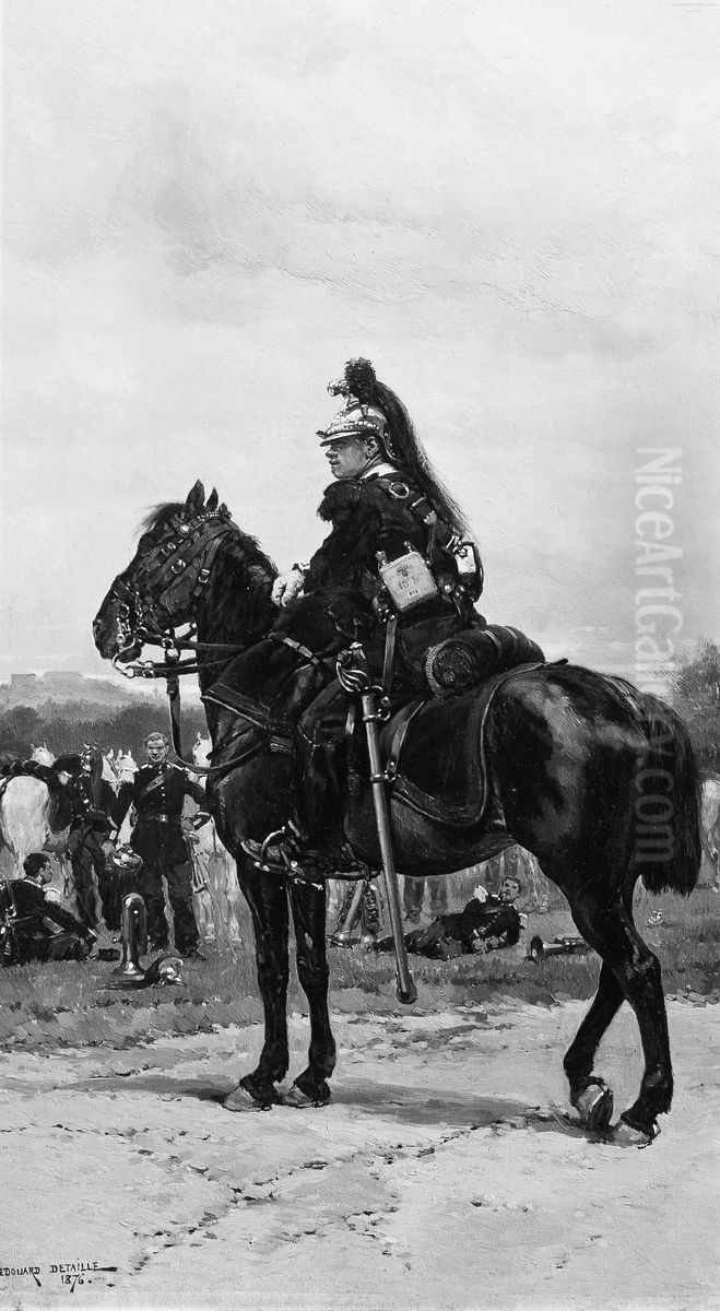 A Dragoon on Horseback Oil Painting by Edouard Detaille