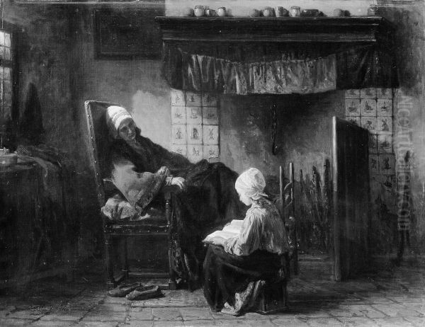 Grandmother's Treasure Oil Painting by Jozef Israels