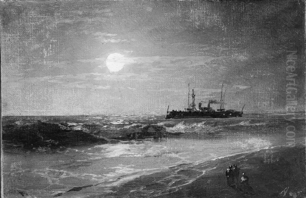 Ship by Moonlight Oil Painting by Ivan Aivazovsky