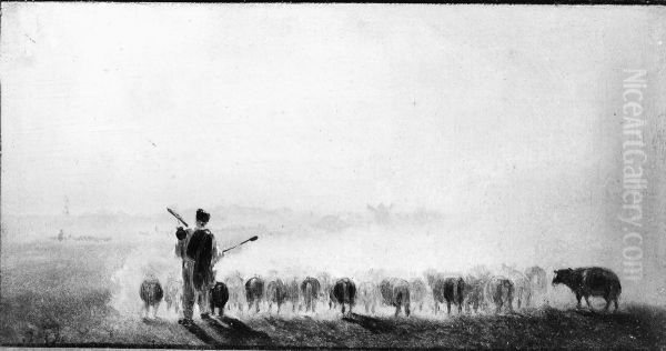 Shepherd with a Flock of Sheep Oil Painting by Repin Iliya