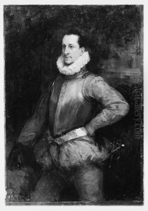 William H. Riggs (1837-1924) in Sixteenth-Century Half-Armor Oil Painting by Ferdinand Humbert