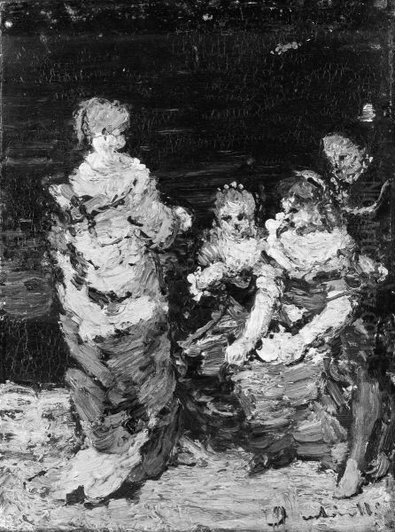 Four Figures Oil Painting by Adolphe Joseph Thomas Monticelli