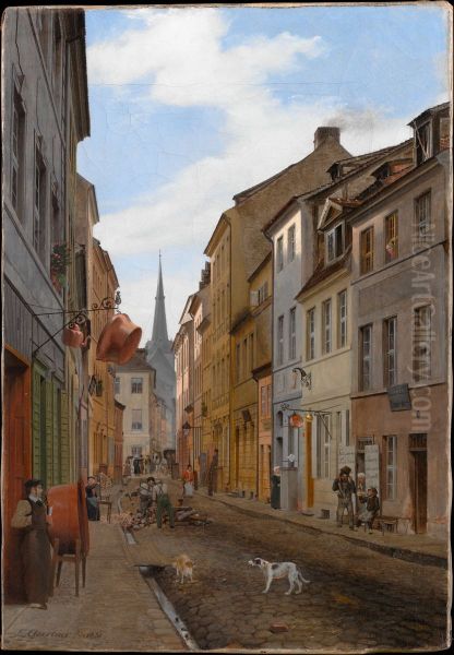 Die Parochialstrasse Oil Painting by Eduard Gaertner