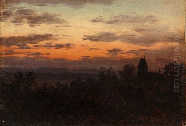 Landscape at Sunset Oil Painting by Carl Gustav Carus