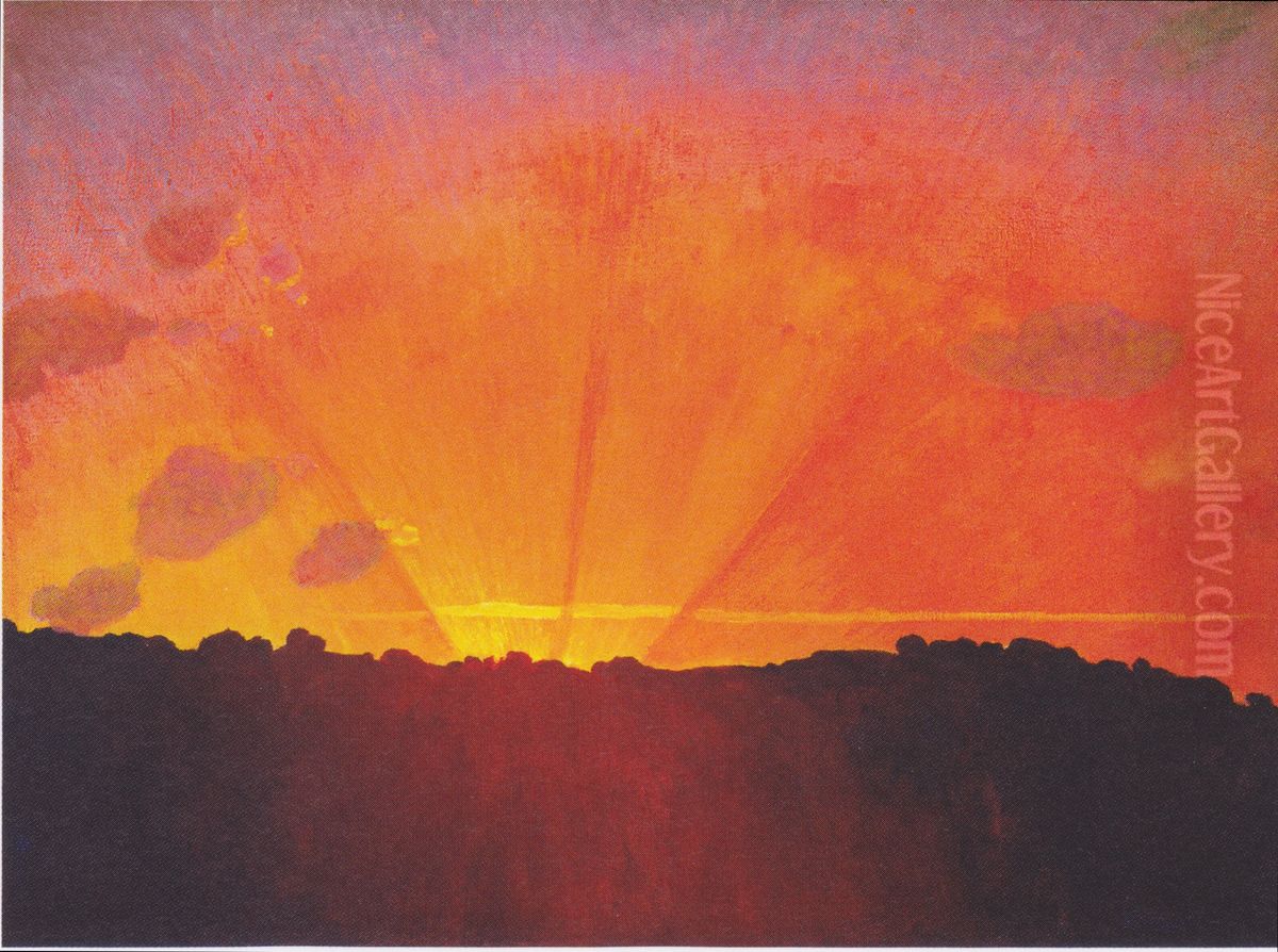 Coucher de soleil, ciel orange Oil Painting by Felix Vallotton