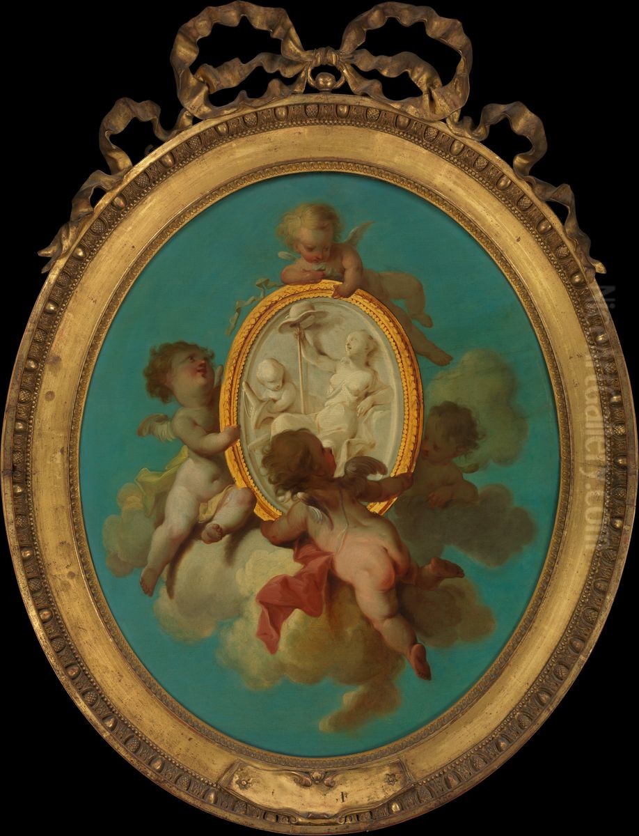 Putti with a Medallion Oil Painting by Eisen, Charles Joseph Dominique