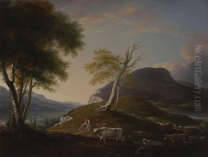 View on the West Mountain near Hartford Oil Painting by John Trumbull
