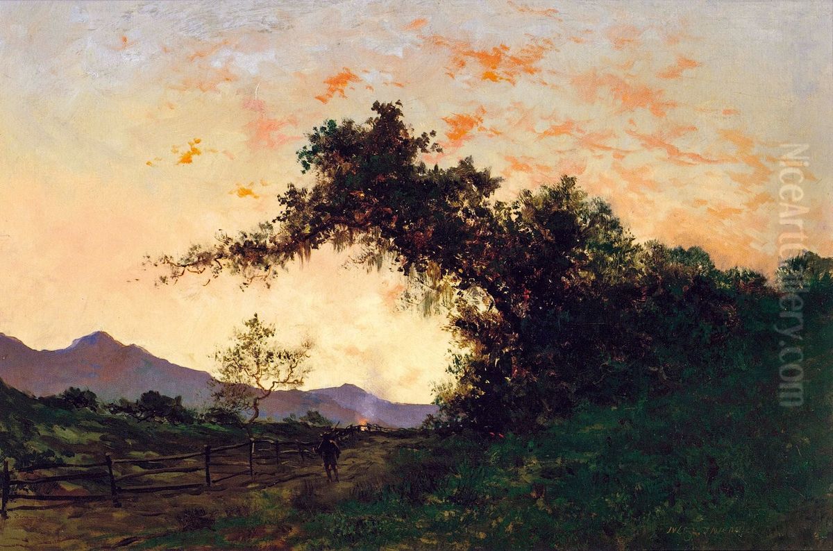 Marin Sunset in Back of Petaluma Oil Painting by Jules Tavernier