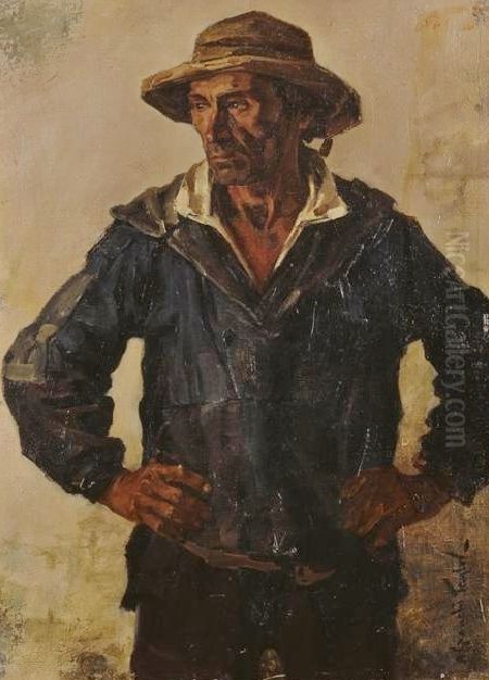 Gourlaouen, pecheur de Pont-Aven Oil Painting by Achille Granchi-Taylor