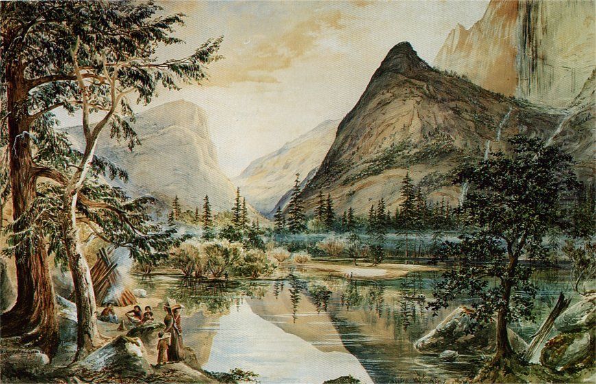 Indian Life at Mirror Lake. Oil Painting by Constance Gordon-Cumming