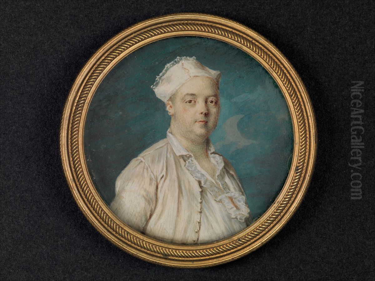 Pierre Louis Dubus (1721-1799), Called Preville, of the Comedie-Francaise Oil Painting by Jean-Baptiste Masse