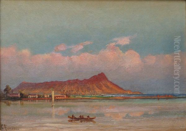 Waikiki with a view of Diamond Head Oil Painting by Charles Furneaux