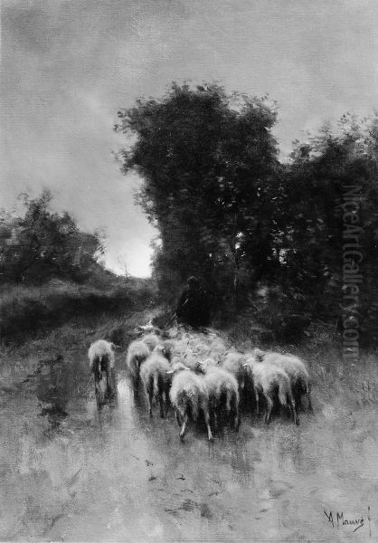 Twilight Oil Painting by Anton Mauve
