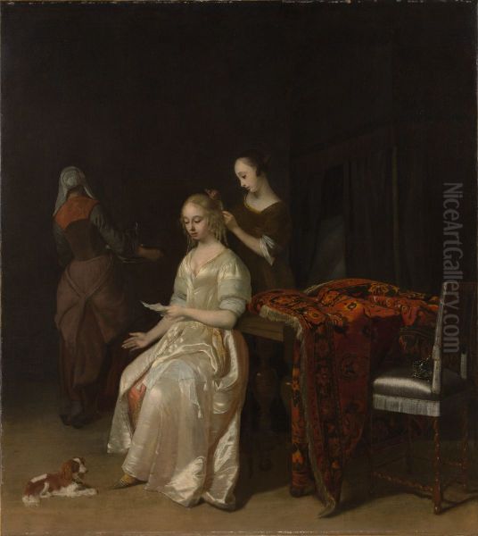 The Love Letter Oil Painting by Jacob Ochtervelt