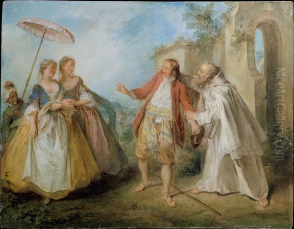 Les Oies de frere Philippe Oil Painting by Nicolas Lancret