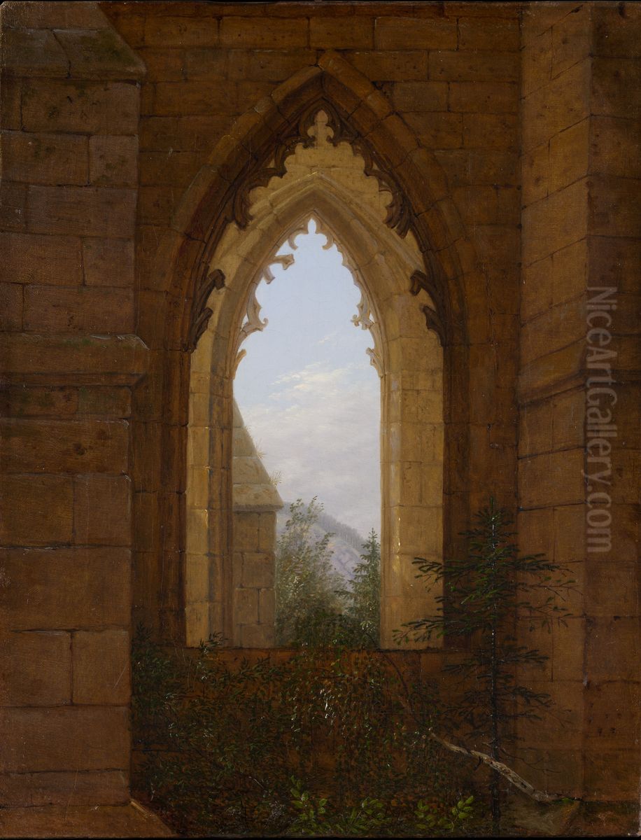Gotisches Fenster in der Ruine des Klosters Oybin Oil Painting by Carl Gustav Carus