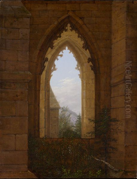 Gotisches Fenster in der Ruine des Klosters Oybin Oil Painting by Carl Gustav Carus