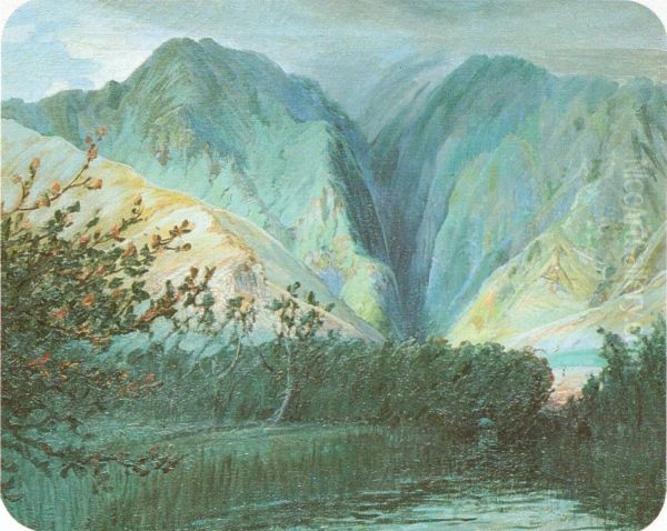 Sacred Falls, Oahu Oil Painting by D. Howard Hitchcock
