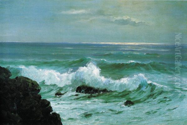 Seascape Waves Oil Painting by D. Howard Hitchcock